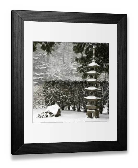 Framed Print : Snowfall in Portland Japanese Garden Framed Print : Snowfall in Portland Japanese Garden