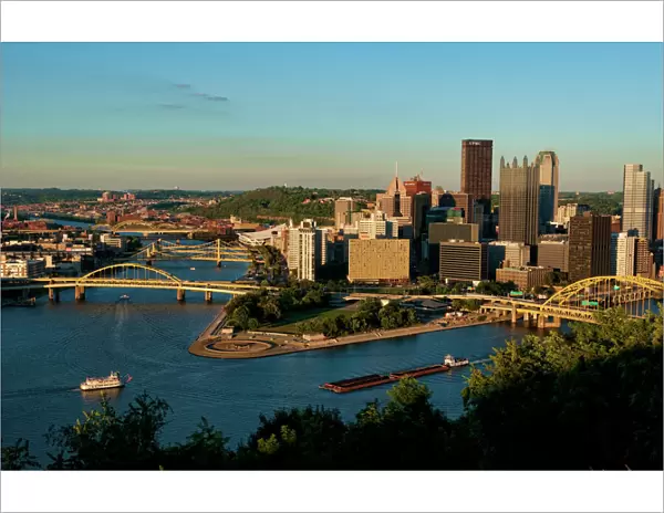 Pittsburgh Pennsylvania and the Three Rivers taken from Mt Washington showqing skyline
