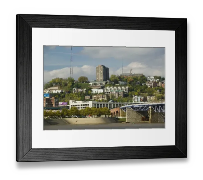 Framed Print : USA-Ohio-Cincinnati: Mt. Adams Neighborhood and Purple People Bridge