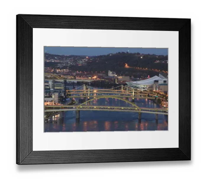 Framed Print : USA-Pennsylvania-Pittsburgh: Bridges on the Allegheny River / Evening Framed Print : USA-Pennsylvania-Pittsburgh: Bridges on the Allegheny River / Evening