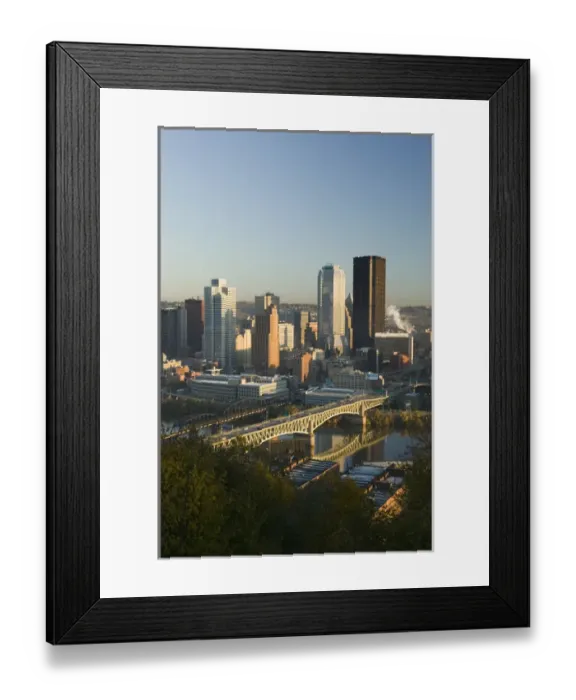 Framed Print : USA-Pennsylvania-Pittsburgh: Downtown from Grandview Park / Sunrise Framed Print : USA-Pennsylvania-Pittsburgh: Downtown from Grandview Park / Sunrise