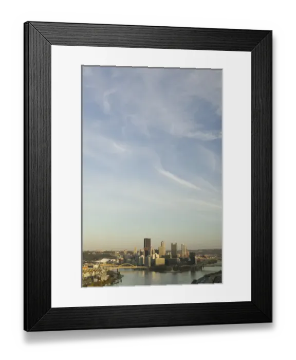 Framed Print : USA-Pennsylvania-Pittsburgh: Downtown View from West End Overlook  / 
