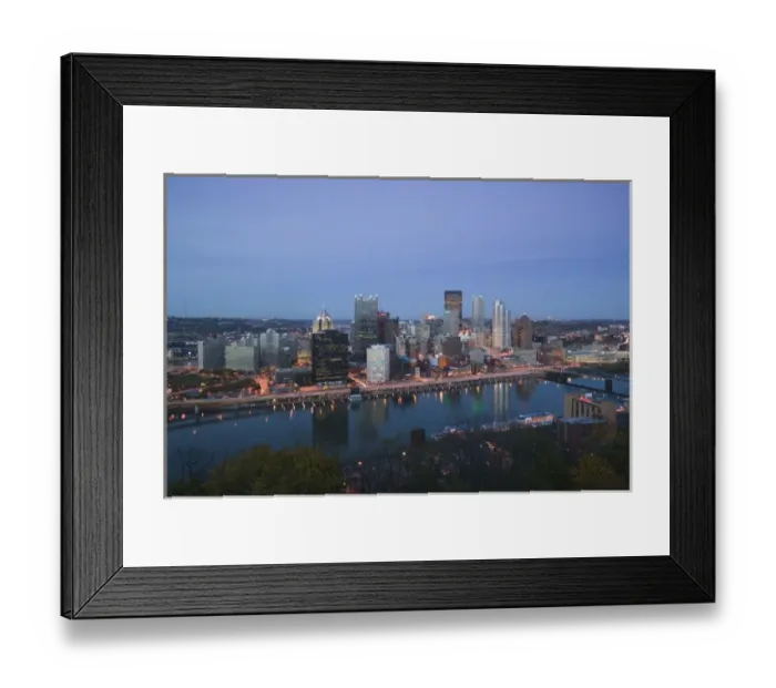 Framed Print : USA-Pennsylvania-Pittsburgh: Downtown View from Grandview Avenue Overlook / Evening Framed Print : USA-Pennsylvania-Pittsburgh: Downtown View from Grandview Avenue Overlook / Evening