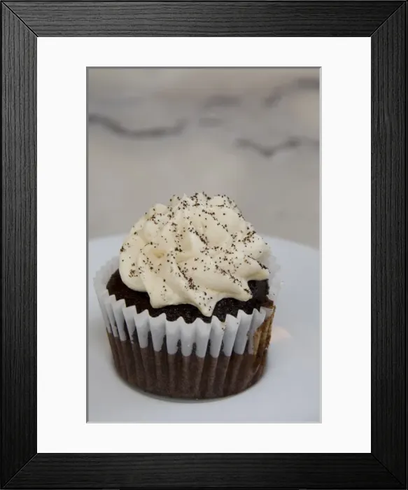 Framed Print : Rhode Island, Providence. Homemade gourmet chocolate mocha cupcake Framed Print : Rhode Island, Providence. Homemade gourmet chocolate mocha cupcake