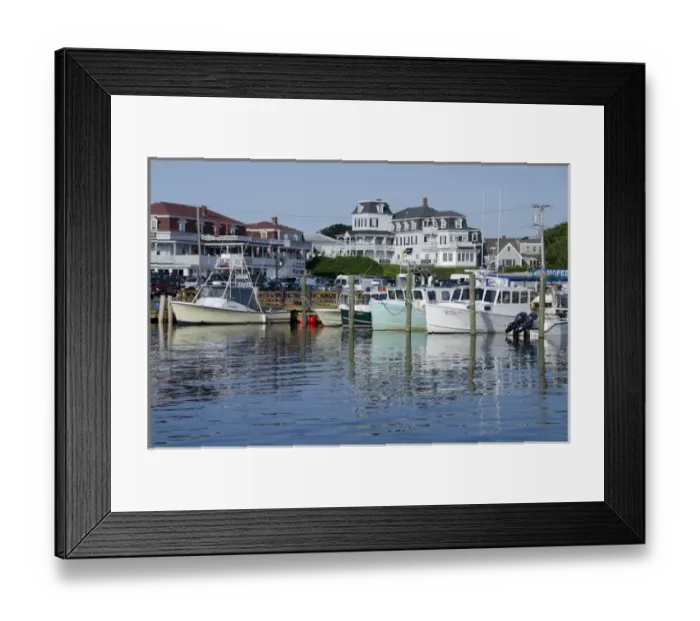 Framed Print : Rhode Island, Block Island (aka New Shoreham). The scenic harbor area of downtown