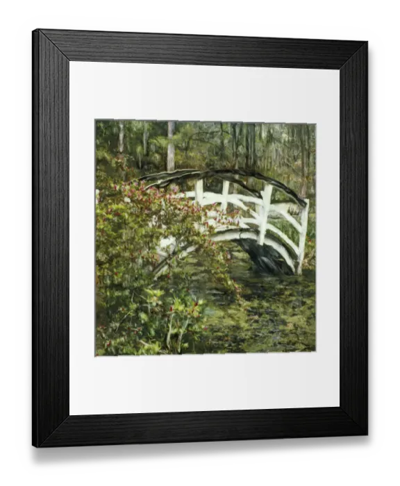 Framed Print : USA, South Carolina, Charleston, Magnolia Plantation and Gardens. White foot bridge Framed Print : USA, South Carolina, Charleston, Magnolia Plantation and Gardens. White foot bridge