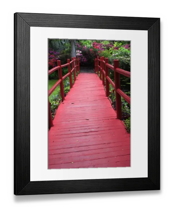 Framed Print : North America; USA; South Carolina; Charleston; Bridge over pond at Magnolia Plantation Framed Print : North America; USA; South Carolina; Charleston; Bridge over pond at Magnolia Plantation