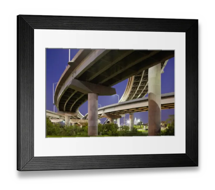 Framed Print : USA, South Carolina, Charleston, Interstate highway bridge overpass at dusk on summer