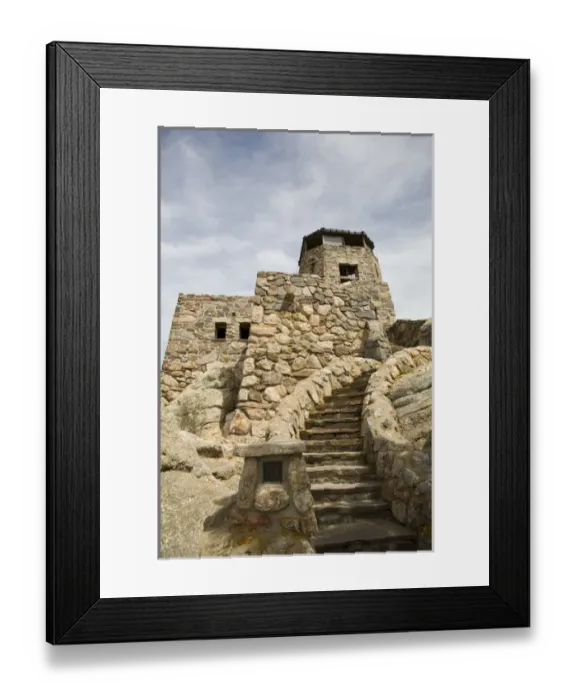 Framed Print : The historic Fire Lookout Tower at the summit of Harney Peak in the Black Hills of Framed Print : The historic Fire Lookout Tower at the summit of Harney Peak in the Black Hills of