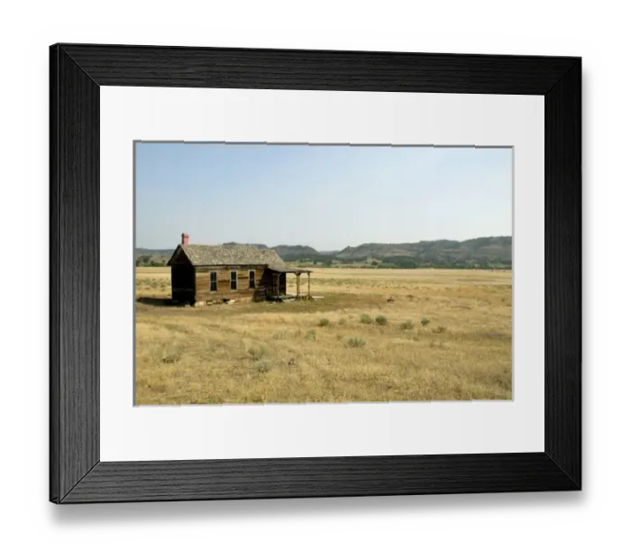 Framed Print : North America, USA, South Dakota, Black Hills Wild Horse Sanctuary. Old school house