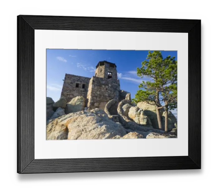 Framed Print : Black Elk Wilderness, South Dakota. USA. Stone watchtower built by Civilian Conservation
