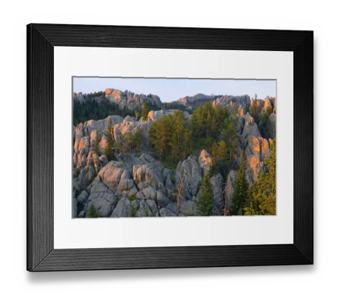 Framed Print : Black Elk Wilderness, South Dakota. USA. Light of sunset on granite below Harney Peak