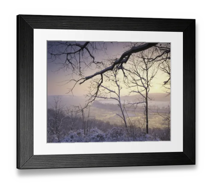 Framed Print : N. A. USA, Tennessee. Great Smokey Mountains National Park, Cades Cove. Snow covered
