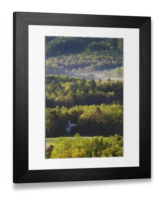 Framed Print : Methodist Church from Rich Mountain Road Cades Cove Great Smoky Mountains N. P. TN