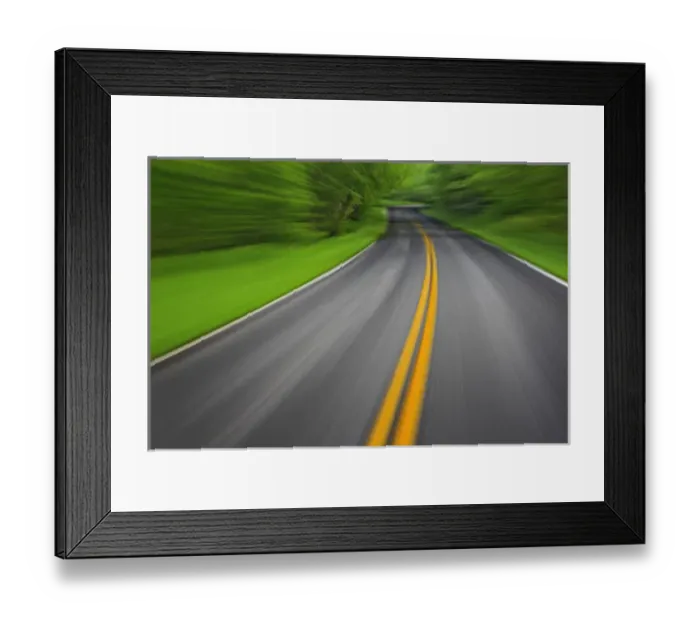 Framed Print : Blurred motion view of U. S. 441 through the Great Smokies National Park, from a moving automobile