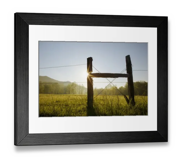 Framed Print : Fencepost at sunrise, Cades Cove, Great Smoky Mountains National Park, Tennessee Framed Print : Fencepost at sunrise, Cades Cove, Great Smoky Mountains National Park, Tennessee