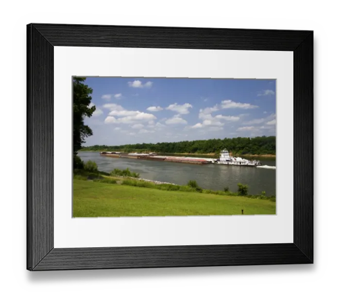 Framed Print : A tugboat and river barge on the Tennessee River at Shiloh, Tennessee Framed Print : A tugboat and river barge on the Tennessee River at Shiloh, Tennessee