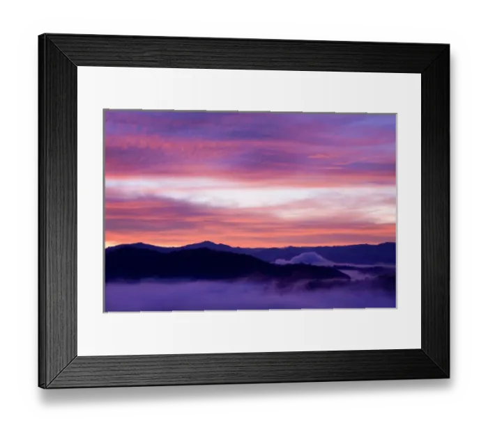 Framed Print : USA, North America, North Carolina, Great Smoky Mountain NP. Fog in mountains at sunrise