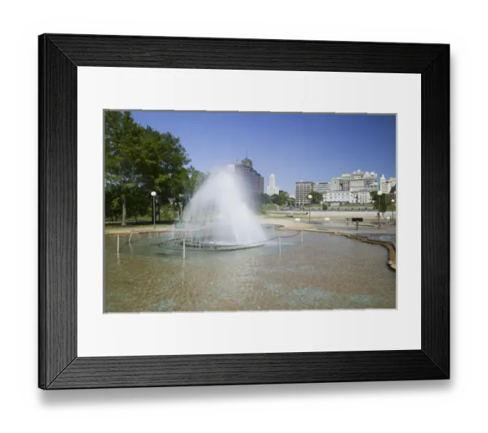 Framed Print : NA, USA, Tennessee, Memphis, Mud Island Park, Fountains and River Map