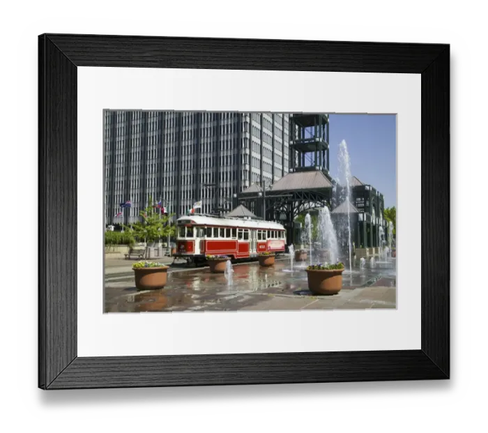 Framed Print : NA, USA, Tennessee, Memphis, Main Street Trolly and Park Framed Print : NA, USA, Tennessee, Memphis, Main Street Trolly and Park