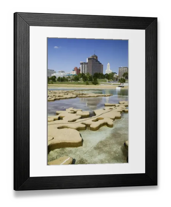 Framed Print : NA, USA, Tennessee, Memphis, Mud Island Park, Fountains and River Map