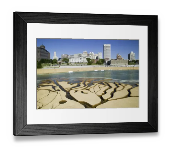Framed Print : NA, USA, Tennessee, Memphis, Mud Island Park, Fountains and River Map