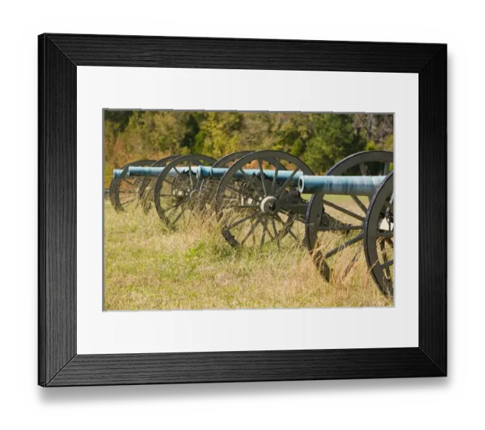 Framed Print : USA, Tennessee, Shiloh: Shiloh Civil War Battlefield, Artillery Battery, Peach Orchard