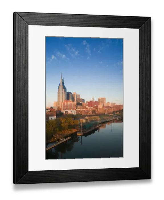 Framed Print : USA, Tennessee, Nashville: Downtown & Cumberland River in the Morning