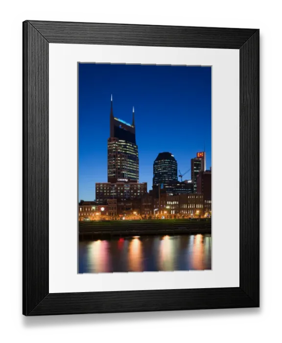 Framed Print : USA, Tennessee, Nashville: Downtown & Bell South Tower along Cumberland River Framed Print : USA, Tennessee, Nashville: Downtown & Bell South Tower along Cumberland River