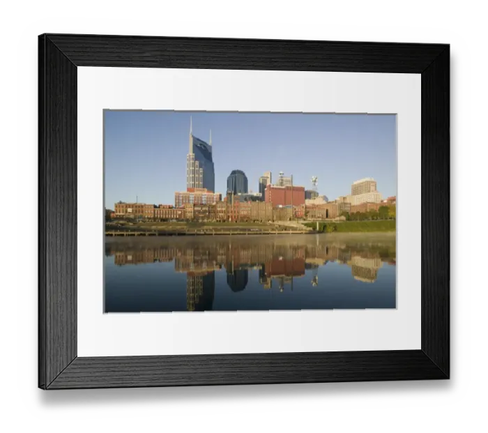 Framed Print : USA, Tennessee, Nashville: Morning City Skyline along Cumberland River Framed Print : USA, Tennessee, Nashville: Morning City Skyline along Cumberland River