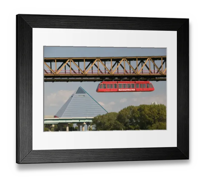 Framed Print : USA, Tennessee, Memphis: Mud Island River Park Monorail & The Pyramid Framed Print : USA, Tennessee, Memphis: Mud Island River Park Monorail & The Pyramid