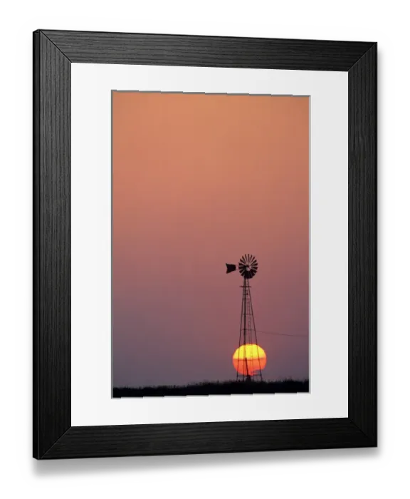 Framed Print : Setting Sun Windmill near Del Rio Texas