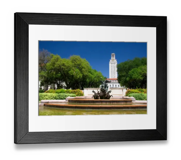 Framed Print : A fountain on the campus of University of Texas in Austin