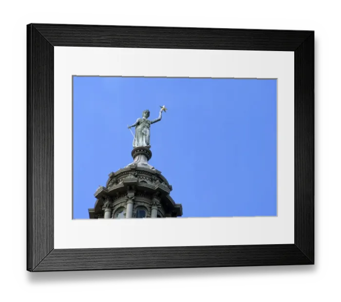Framed Print : The Goddess of Liberty on top of the Texas state capitol building in Austin