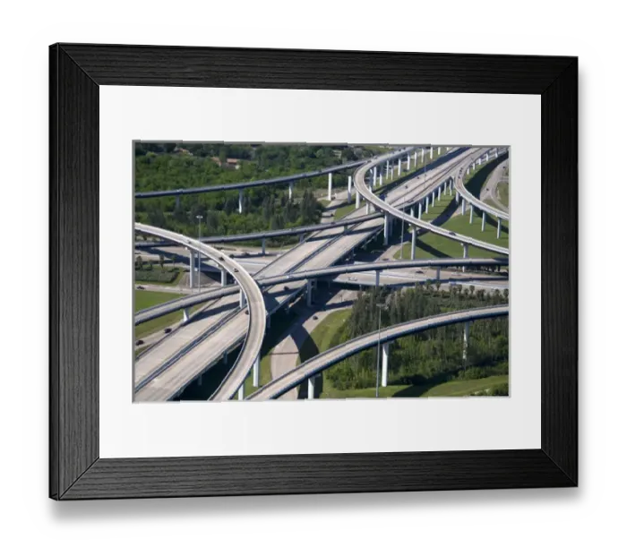 Framed Print : Aerial view of the freeway interchange of Interstate 45 and the State Highway Beltway 8 in Houston Framed Print : Aerial view of the freeway interchange of Interstate 45 and the State Highway Beltway 8 in Houston