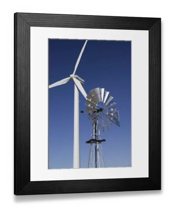 Framed Print : USA-TEXAS-Lubbock: American Wind Power Center Old & New Windmills