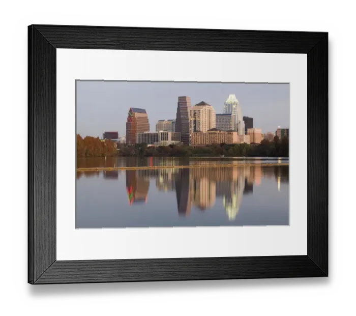Framed Print : USA-TEXAS-Austin: City Skyline along Town Lake / Dawn Framed Print : USA-TEXAS-Austin: City Skyline along Town Lake / Dawn