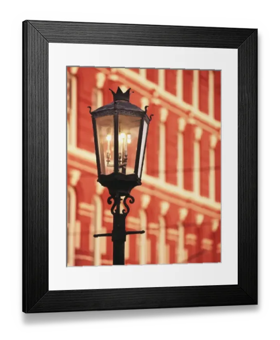 Framed Print : USA, Texas, Galveston, Illuminated street light Framed Print : USA, Texas, Galveston, Illuminated street light