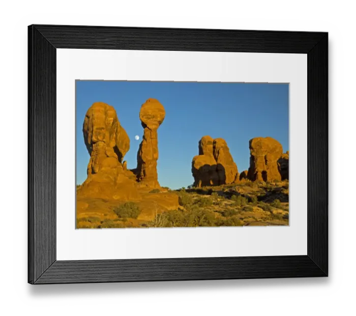 Framed Print : USA, Utah, Arches National Park. Moonrise over Garden of Eden rock formation. Credit as Framed Print : USA, Utah, Arches National Park. Moonrise over Garden of Eden rock formation. Credit as