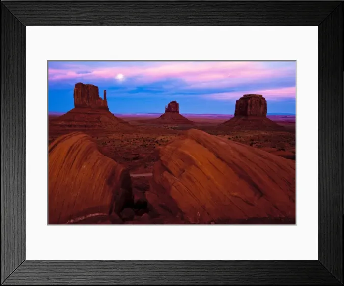 Framed Print : USA, Utah, Monument Valley. Moonrise over sandstone formations in valley. Credit as Framed Print : USA, Utah, Monument Valley. Moonrise over sandstone formations in valley. Credit as