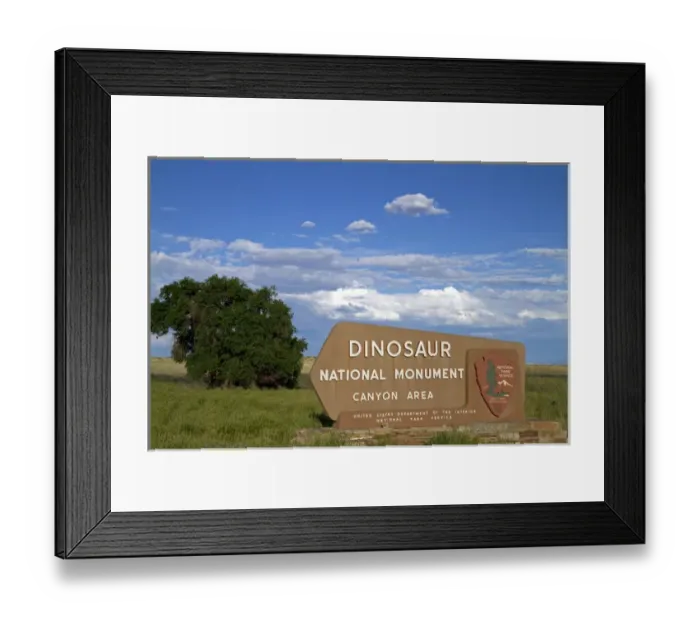 Framed Print : Dinosaur National Monument Canyon Area sign in Moffat County, Utah