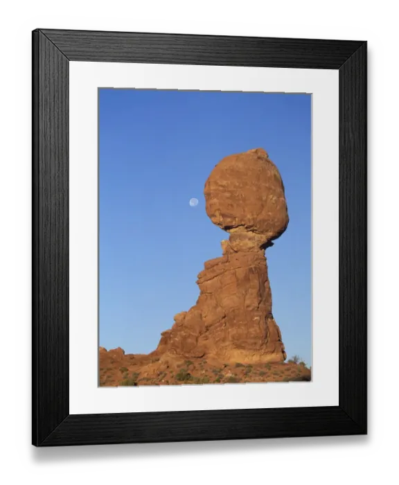Framed Print : Full moon descending above Balancing Rock in Arches National Park, Utah Framed Print : Full moon descending above Balancing Rock in Arches National Park, Utah