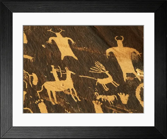 Framed Print : USA, Utah, Newspaper Rock State Park, Petroglyphs on newspaper rock, close-up