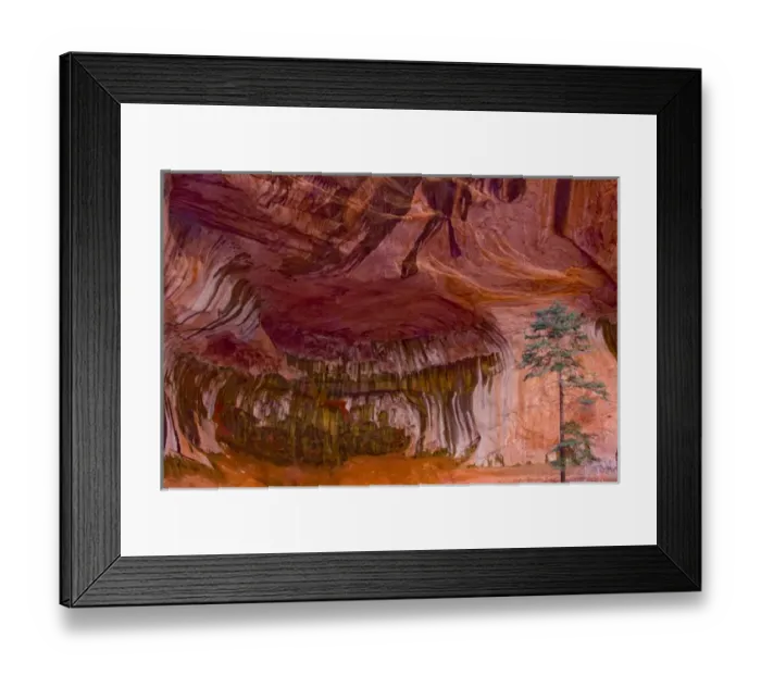 Framed Print : USA, Utah, Zion National Park, Double Arch Alcove with Glowing Canyon Walls and Sheer Framed Print : USA, Utah, Zion National Park, Double Arch Alcove with Glowing Canyon Walls and Sheer