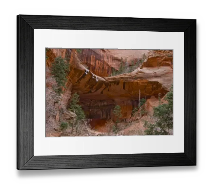 Framed Print : USA, Utah, Zion National Park, Double Arch Alcove with Canyon Walls and Sheer Cliffs
