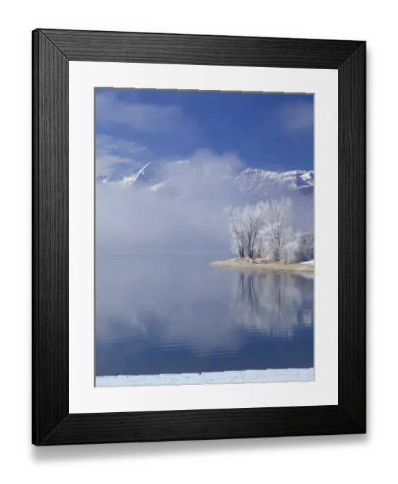 Framed Print : NA, USA, Utah. Wasatch Mountains, Mt. Timpanogas. Deer Creek Reservoir and rimed trees Framed Print : NA, USA, Utah. Wasatch Mountains, Mt. Timpanogas. Deer Creek Reservoir and rimed trees