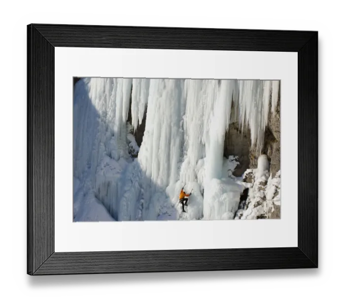 Framed Print : Daryn climbing Stewart Falls, near Sundance, Utah