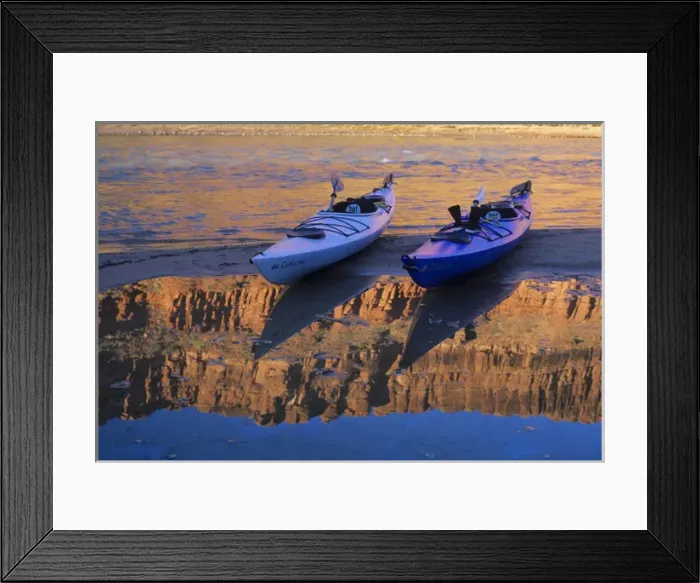 Framed Print : Kayaks along the edge of the San Juan River downstream from the town of Bluff, Utah Framed Print : Kayaks along the edge of the San Juan River downstream from the town of Bluff, Utah