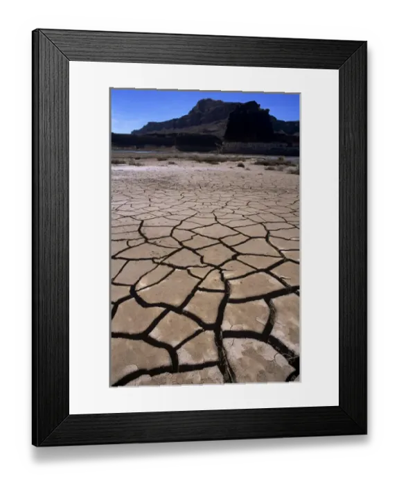 Framed Print : The dried-up lakebed of Lake Powell bakes in the sun below the bottom of Hite Marina Framed Print : The dried-up lakebed of Lake Powell bakes in the sun below the bottom of Hite Marina