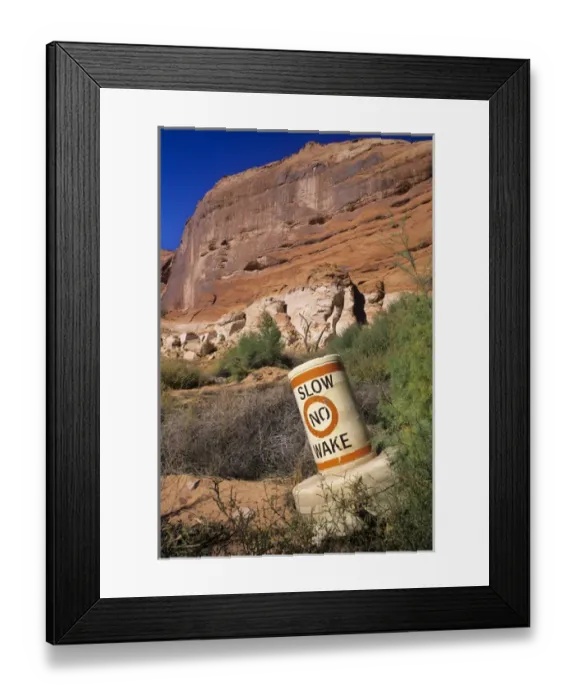 Framed Print : Grounded buoy in Forgotten Canyon at location once 80 feet below the surface of Lake Powell Framed Print : Grounded buoy in Forgotten Canyon at location once 80 feet below the surface of Lake Powell